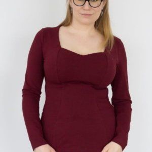 Sweetheart Neck Top Wine